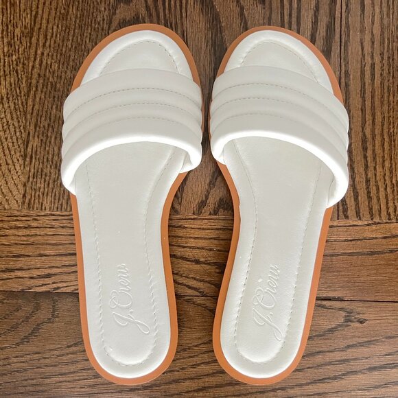 J. Crew Women's Sorrento White Leather Padded Slide Sandals Made in Italy 7 NIB - Picture 3 of 5